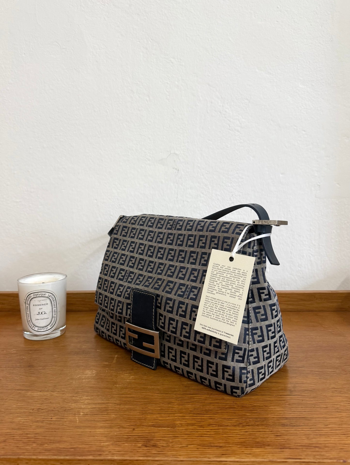 FENDI ZUCCA MAMMA BAGUETTE BAG NAVY