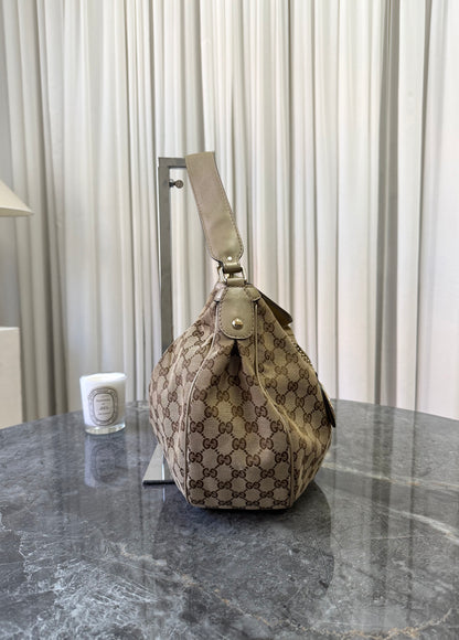 Gucci Abbey GG Canvas Bag Beige Gold HW