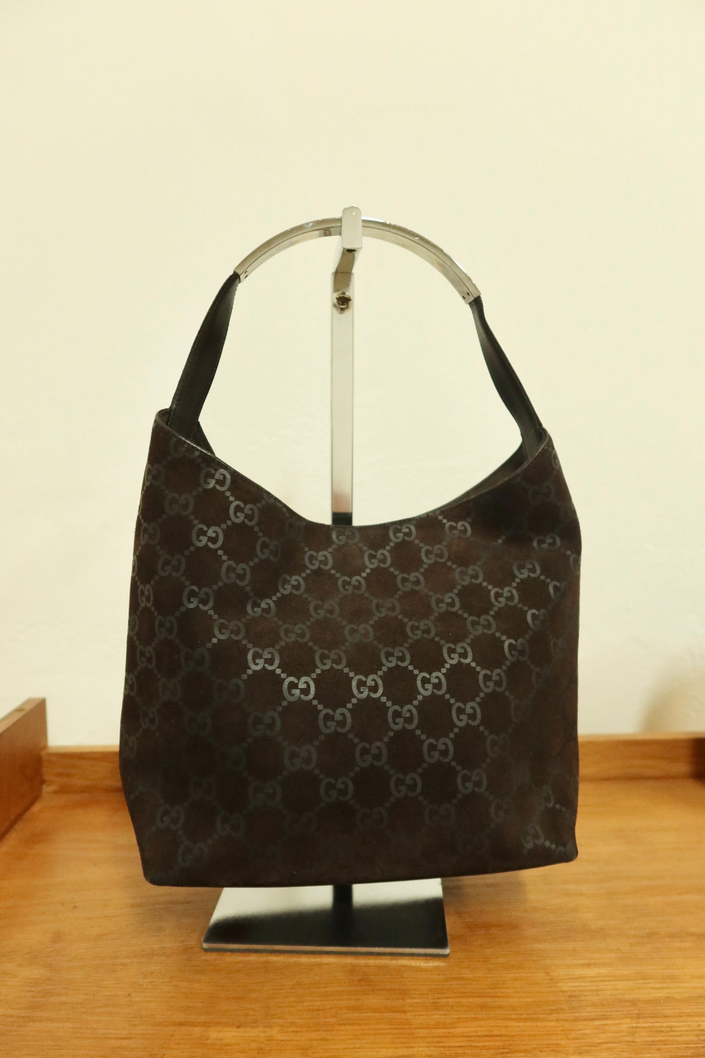 GUCCI GG HOBO BROWN SUEDE SHOULDER BAG