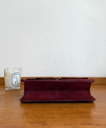 CHANEL CLASSIC SUEDE BURGUNDY SINGLE FLAP BAG