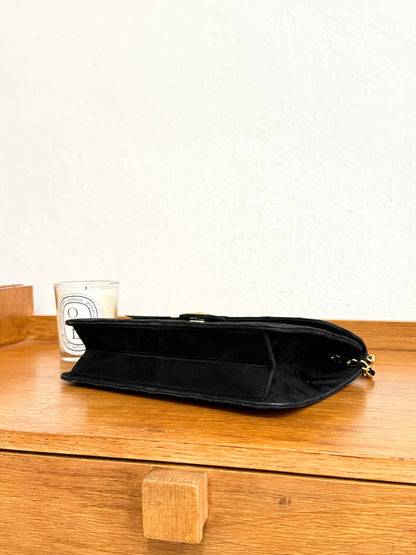CHANEL SUEDE BLACK FLAP BAG