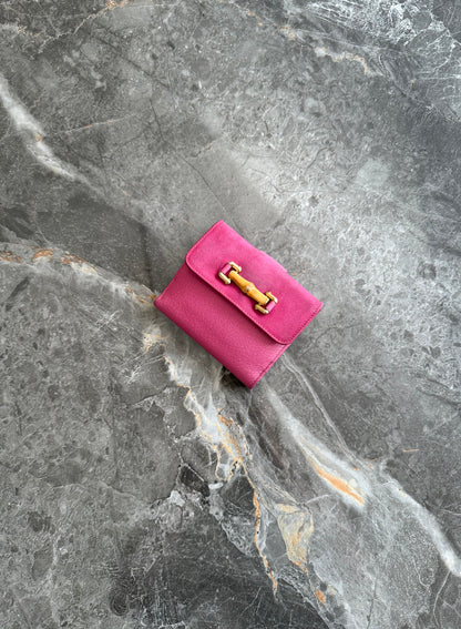 GUCCI BAMBOO LEATHER WALLET PINK