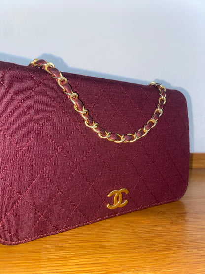 CHANEL BURGUNDY QUILTED WOC 24K GOLD PLATED