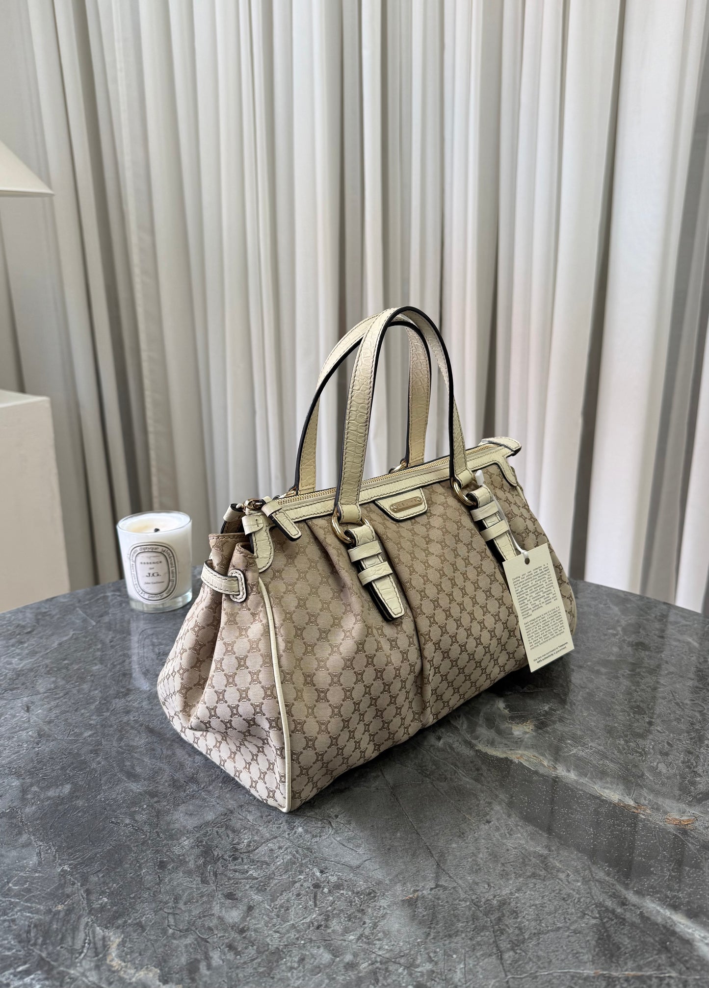 CELINE MACADAM CANVAS HANDBAG