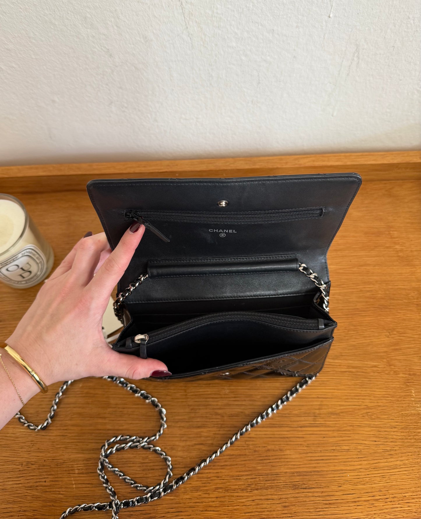 CHANEL PATENT LEATHER WOC BLACK
