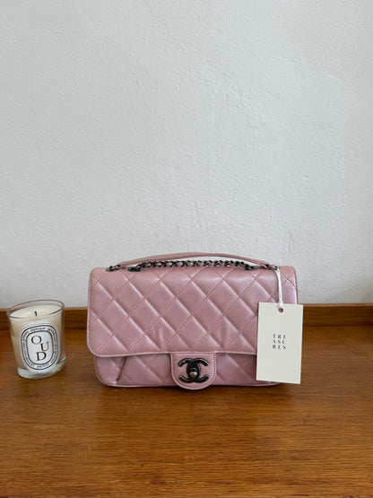 CHANEL SINGLE FLAP BAG PINK MATELASSE
