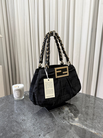 FENDI MIA ZUCCA SMALL SHOULDER BAG BLACK