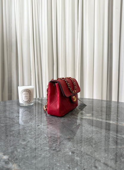 Chanel Red Timeless Classic Single Flap 17 Lambskin 24K Gold HW