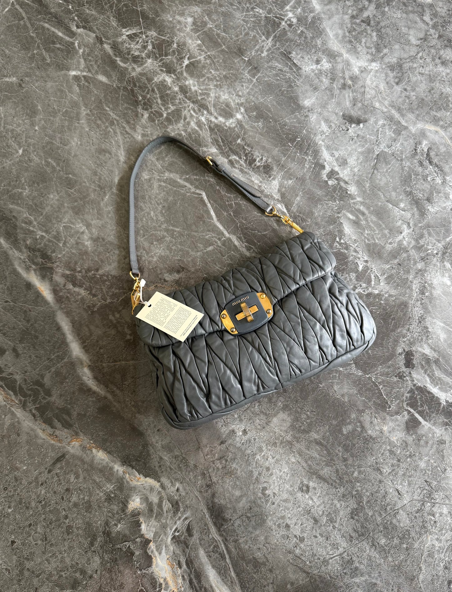 MIU MIU MATELASSE VITELLO SHOULDER BAG GREY