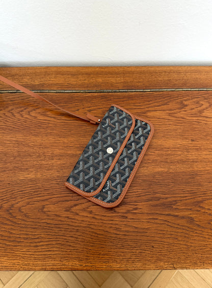 GOYARD SAINT LOUIS PM TOTE BAG & POUCH BLACK BROWN