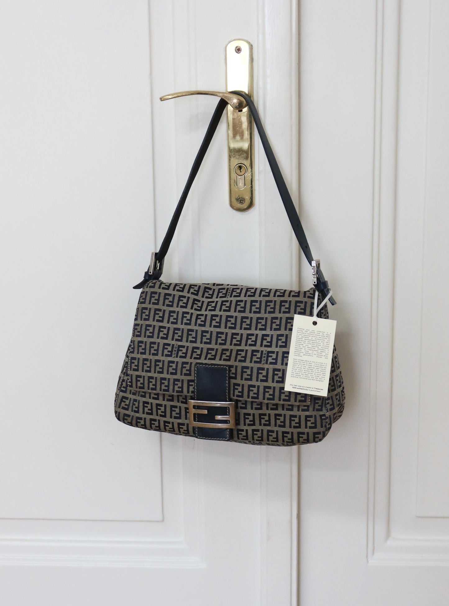 FENDI ZUCCA MAMMA BAGUETTE BAG NAVY