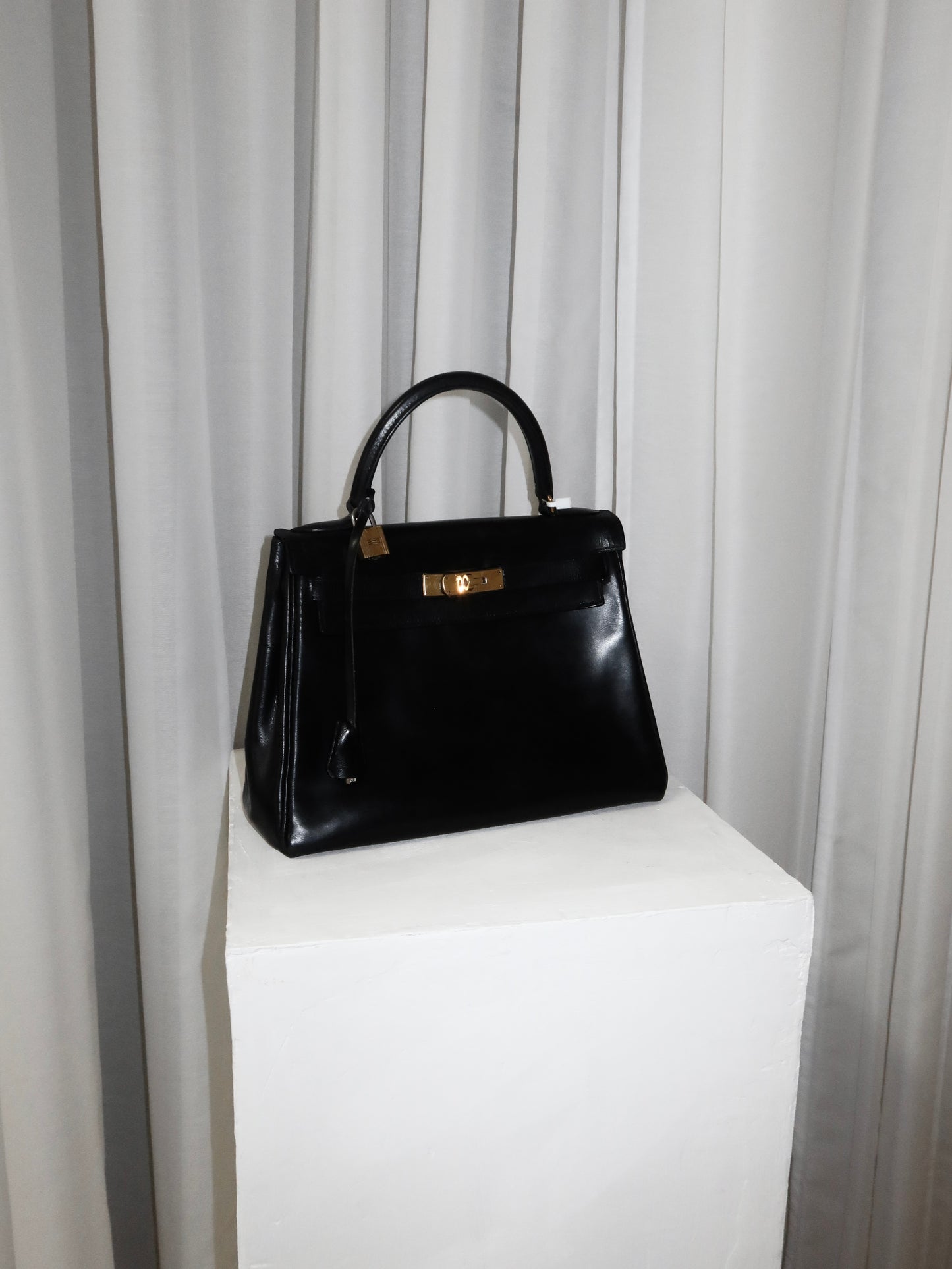 HERMES KELLY 28 BOX CALF BLACK 1959 O stamp