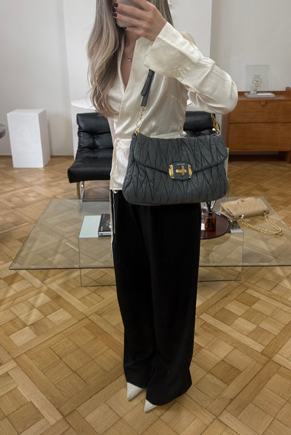 MIU MIU MATELASSE VITELLO SHOULDER BAG GREY