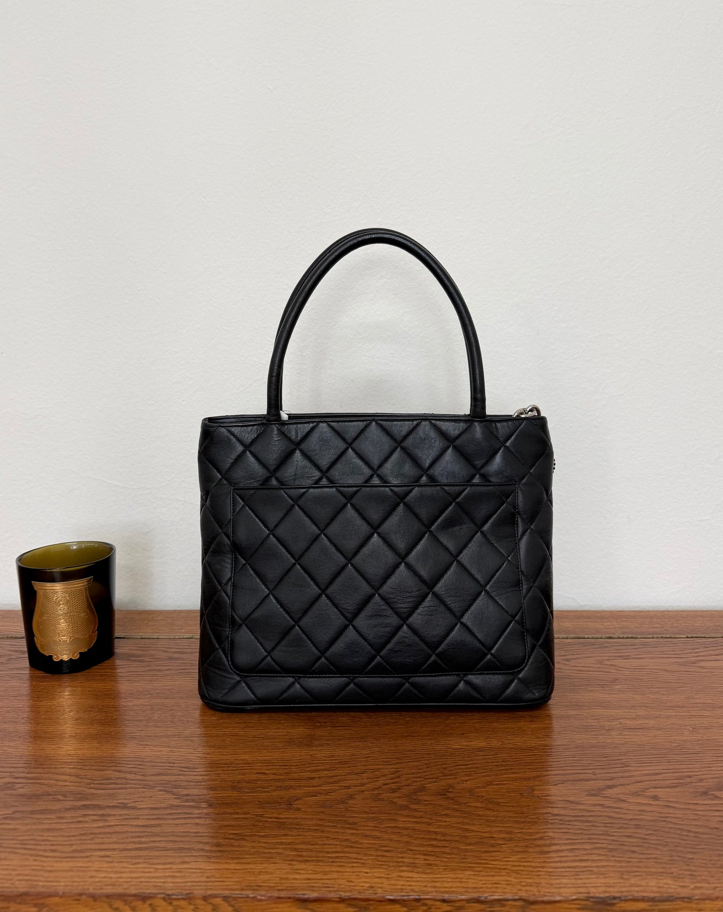 CHANEL MEDALLION TOTE LAMBSKIN SILVER HW