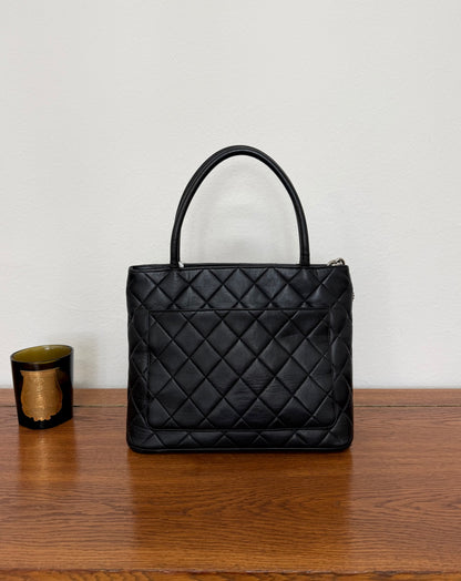 CHANEL MEDALLION TOTE LAMBSKIN SILVER HW