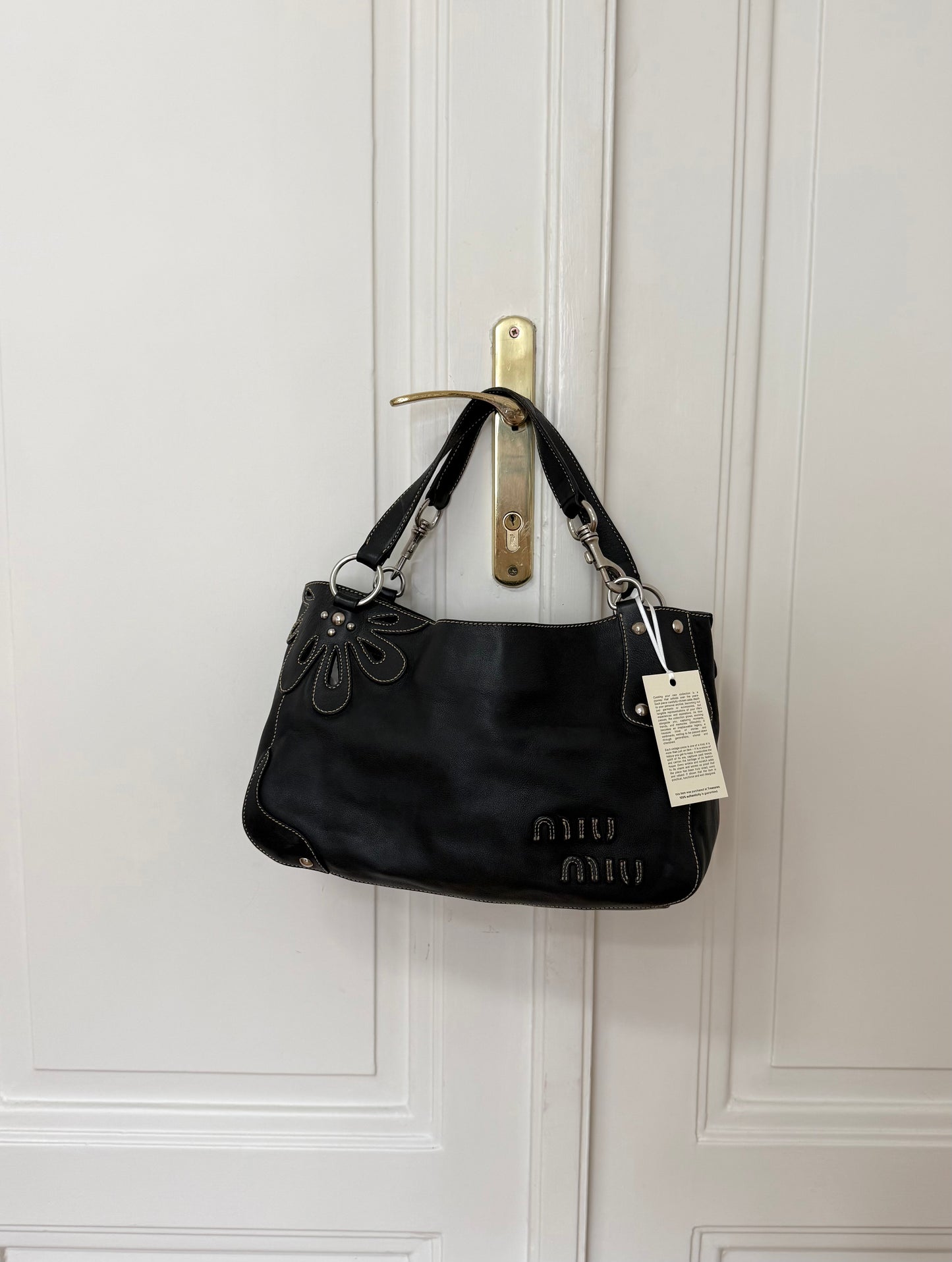 MIU MIU FLOWER SHOULDER BAG ANTRACIT