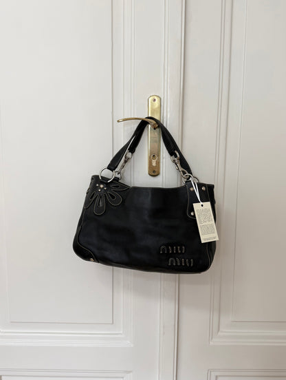 MIU MIU FLOWER SHOULDER BAG ANTRACIT