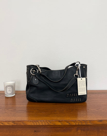 MIU MIU FLOWER SHOULDER BAG ANTRACIT