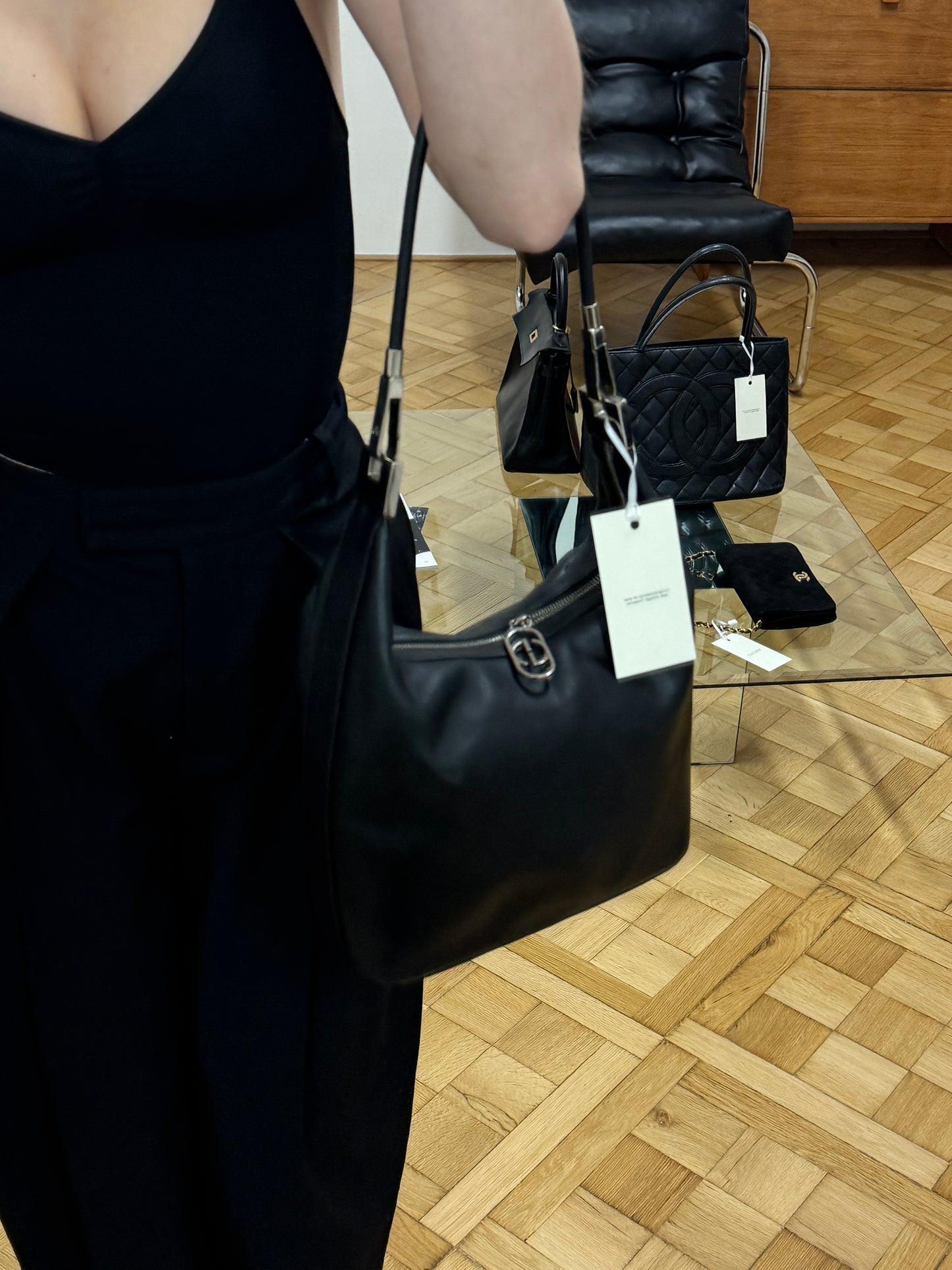 GUCCI LEATHER BLACK SHOULDER BAG BY TOM FORD