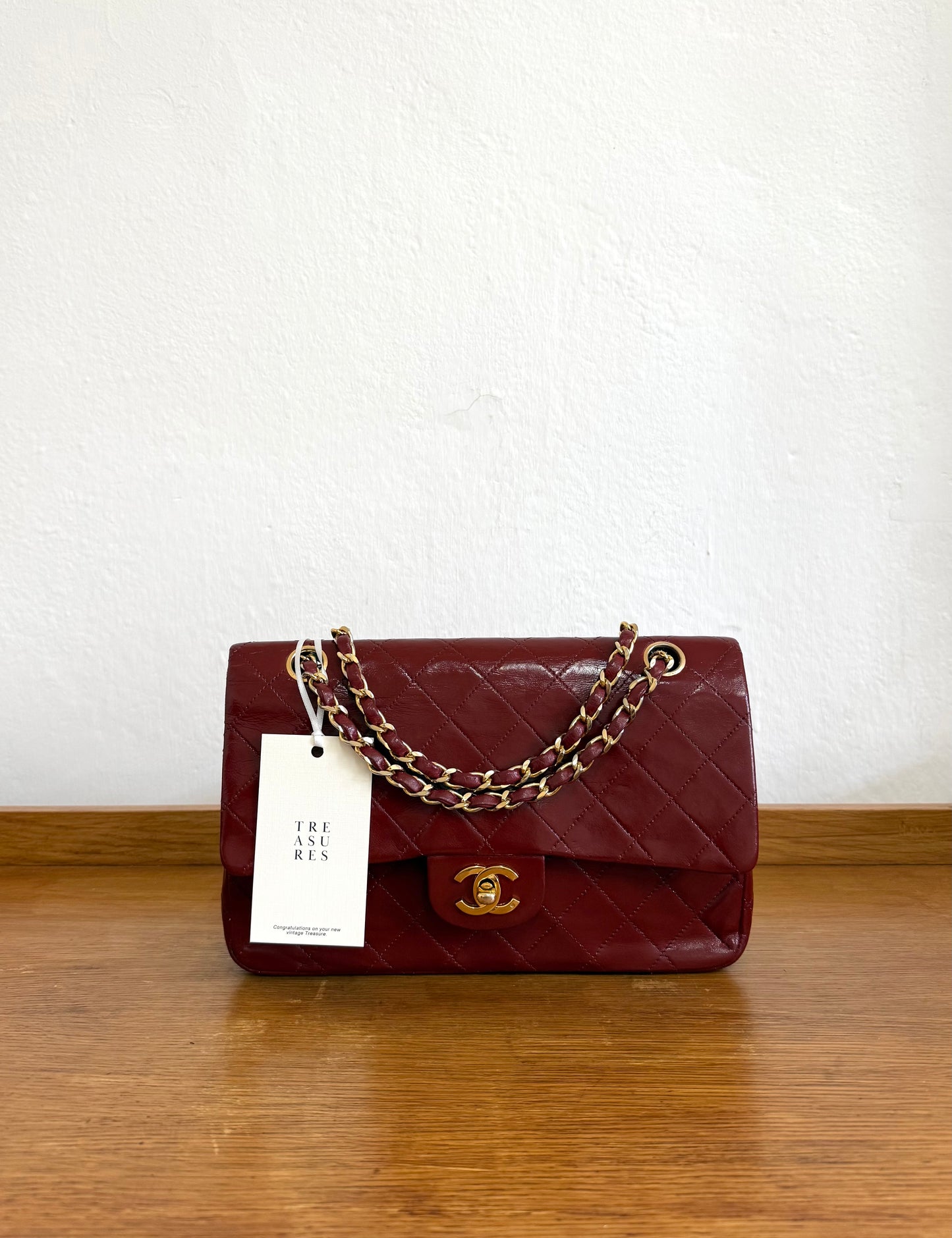 CHANEL CLASSIC DOUBLE FLAP BAG MEDIUM 24K GOLD RED