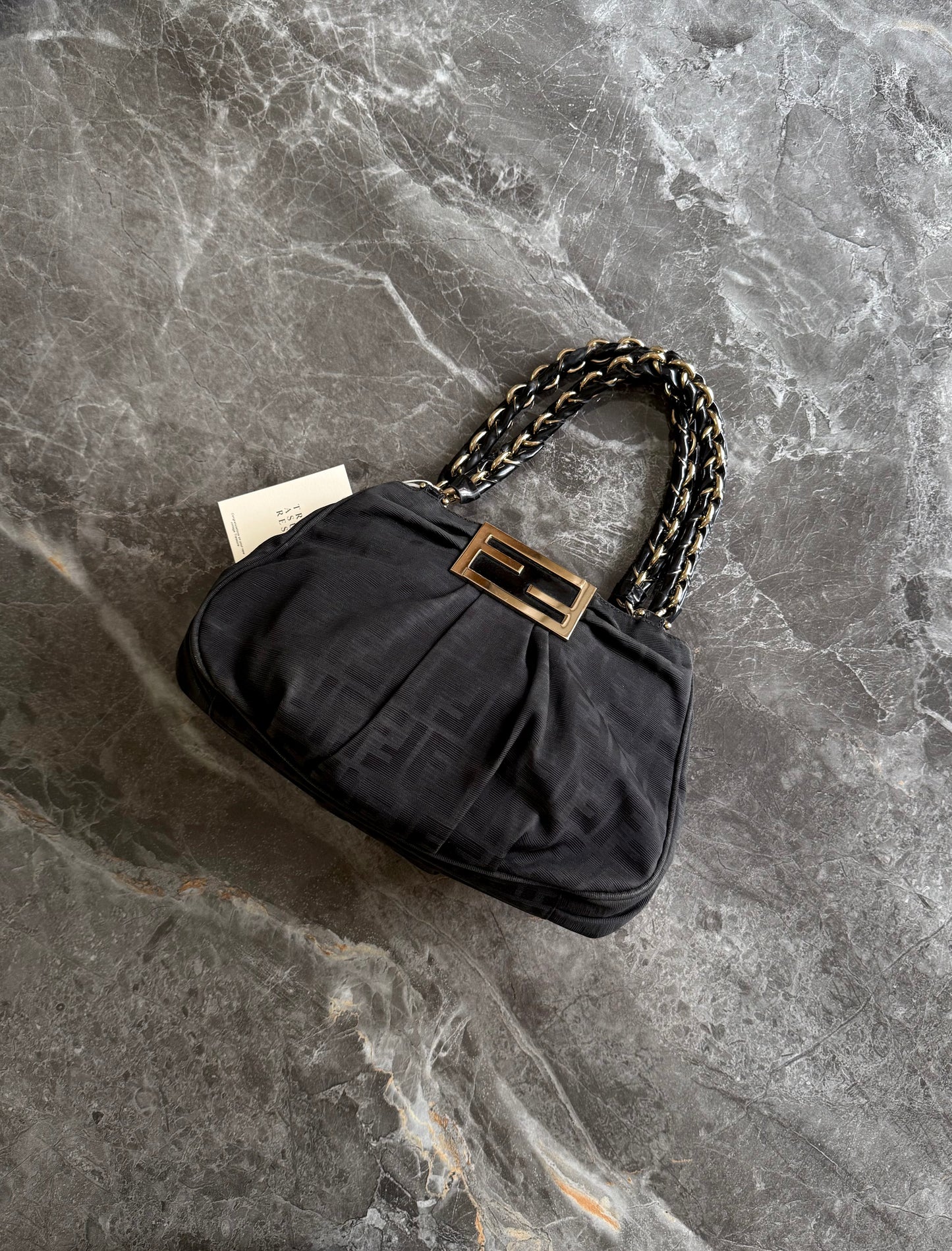 FENDI MIA ZUCCA SMALL SHOULDER BAG BLACK
