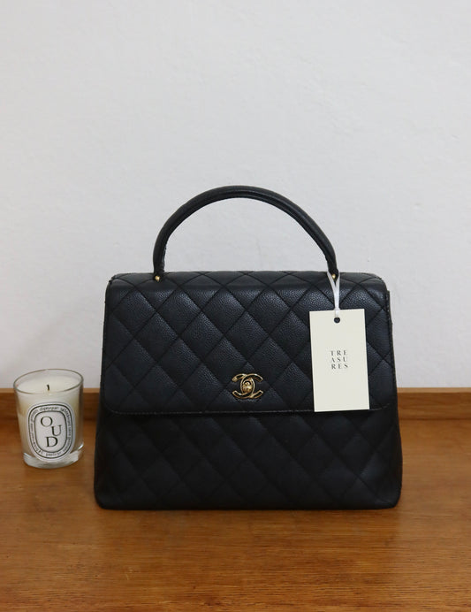 CHANEL MATELASSE CAVIAR KELLY BLACK 24K GOLD HW