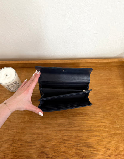 CHANEL CLASSIC LONG WALLET LAMBSKIN SERIES 17 NAVY