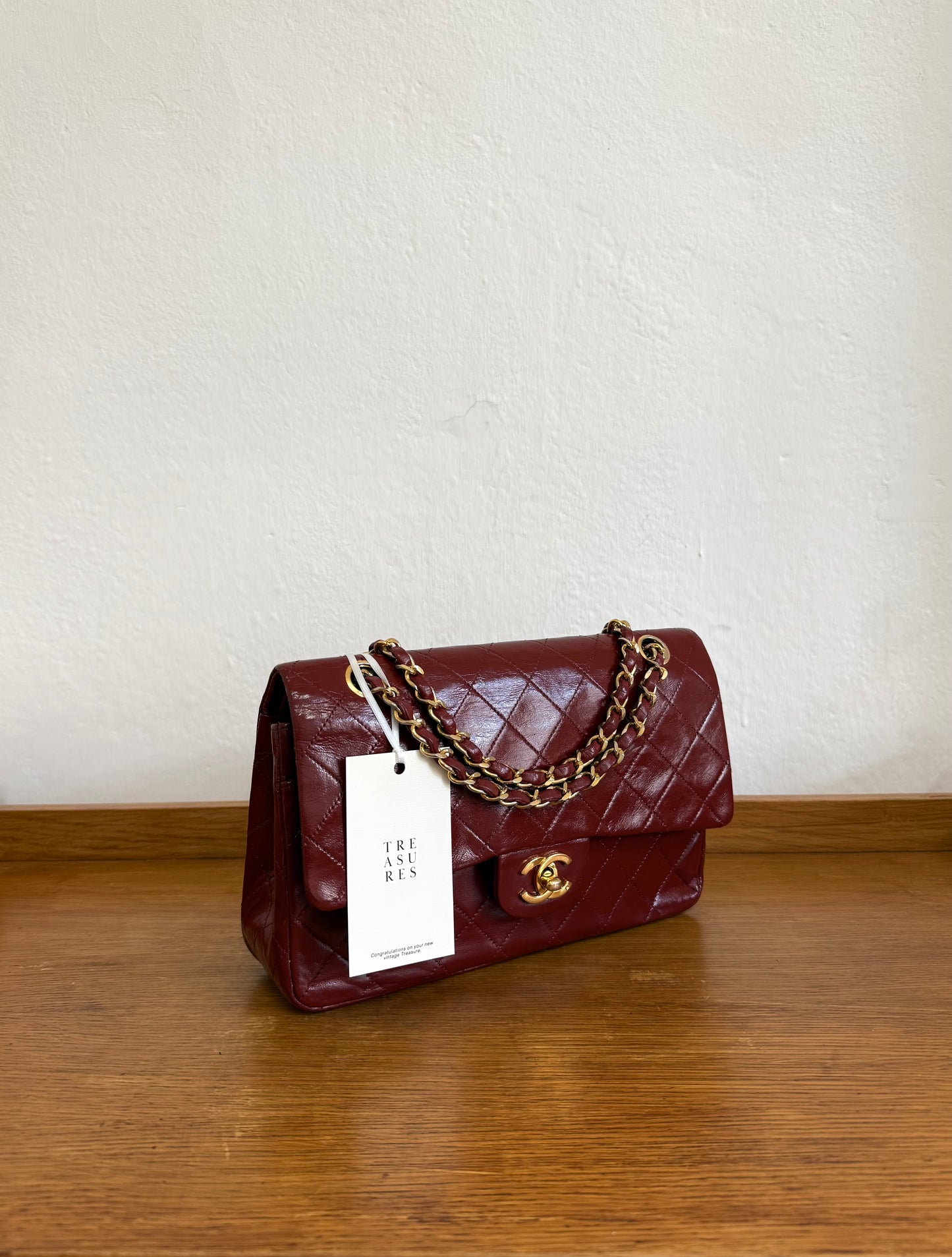 CHANEL CLASSIC DOUBLE FLAP BAG MEDIUM 24K GOLD RED