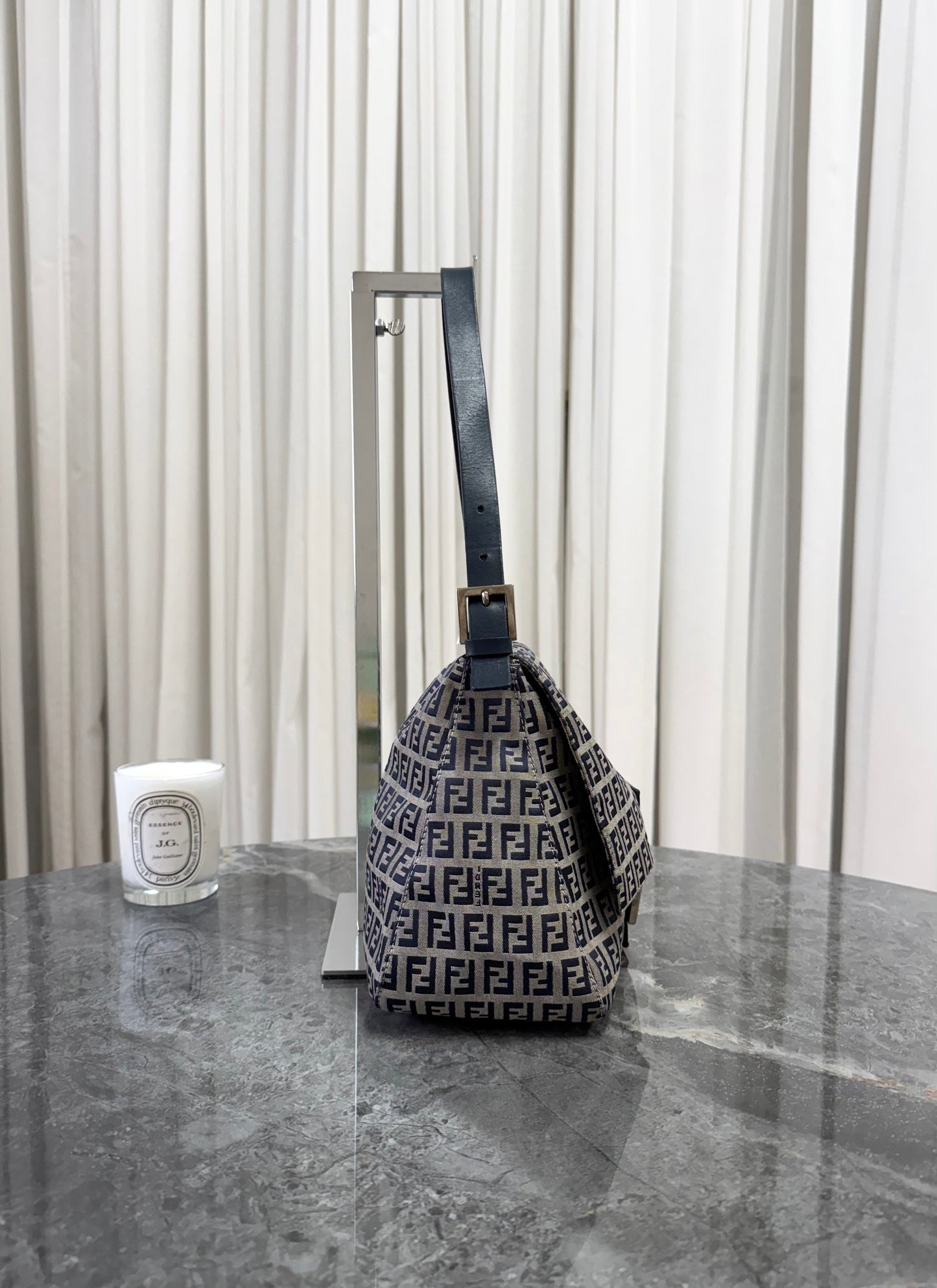 FENDI ZUCCA MAMMA BAGUETTE BAG NAVY