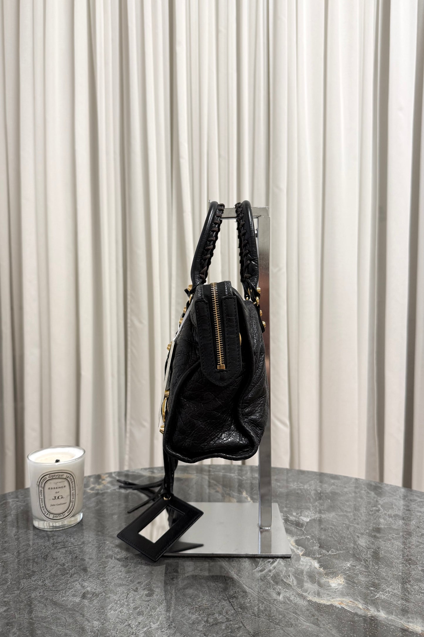 BALENCIAGA SMALL CITY BAG BLACK GOLD HW