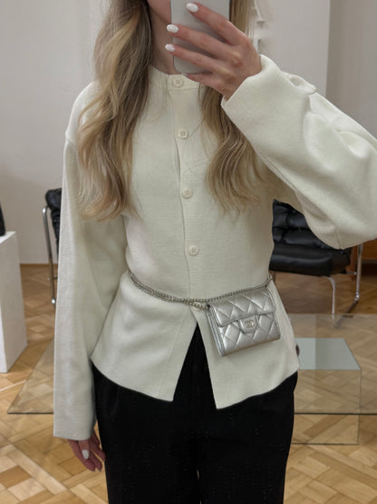 SERIES 22 CHANEL METALLIC SILVER QUILTED WALLET