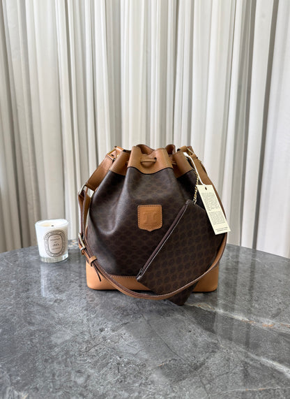 CELINE MACADAM BUCKET BAG & POUCH