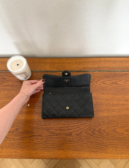 CHANEL CLASSIC LONG WALLET CAVIAR GOLD HW