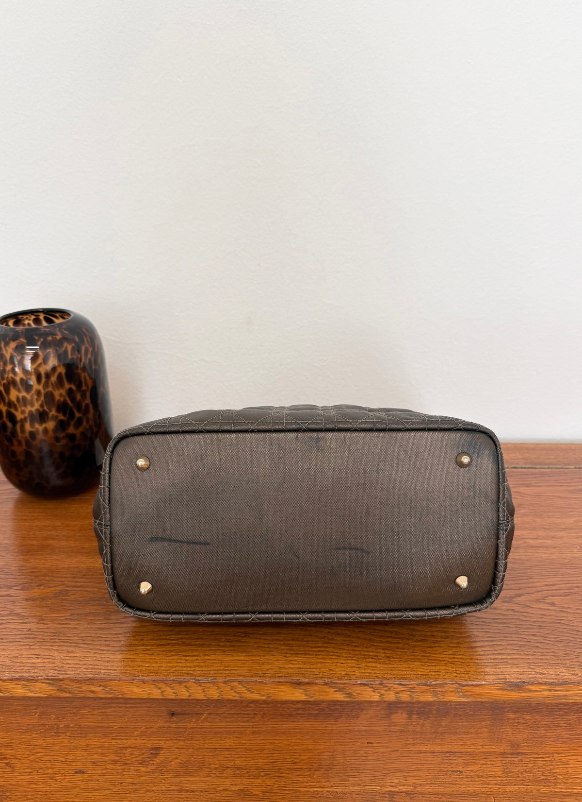 Dior Panarea tote z hnědého coated canvasu Cannage se zlatým hardwarem, foto 9