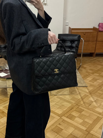 CHANEL MATELASSE CAVIAR KELLY BLACK 24K GOLD HW