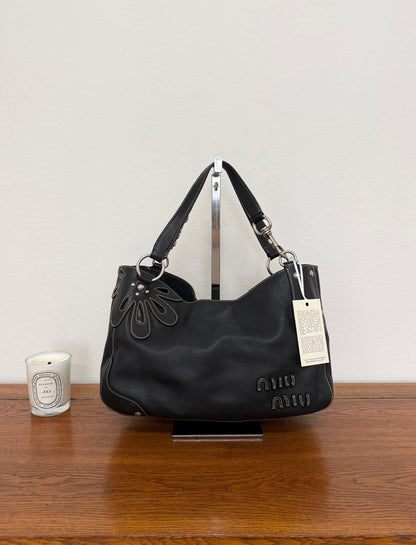 MIU MIU FLOWER SHOULDER BAG ANTRACIT