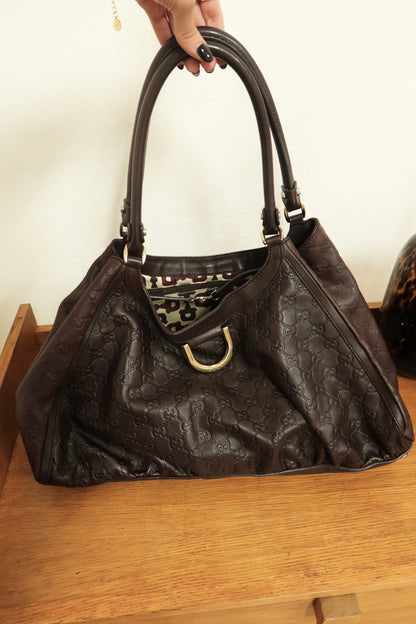 GUCCI GG HOBO ABBEY BAG BURGUNDY GOLD HW
