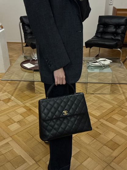 CHANEL MATELASSE CAVIAR KELLY BLACK 24K GOLD HW