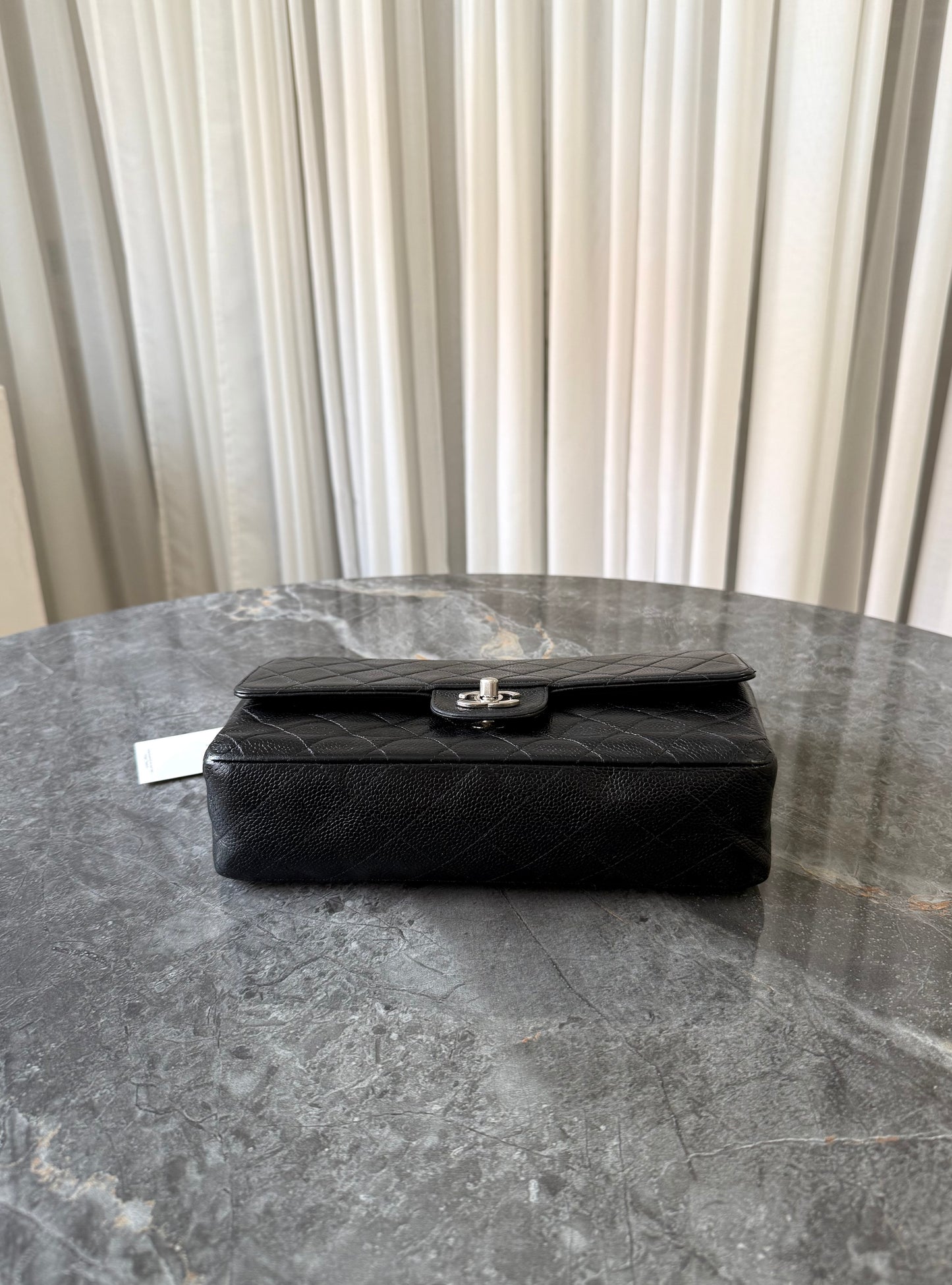 CHANEL CLASSIC DOUBLE FLAP MEDIUM CAVIAR BLACK SILVER HW
