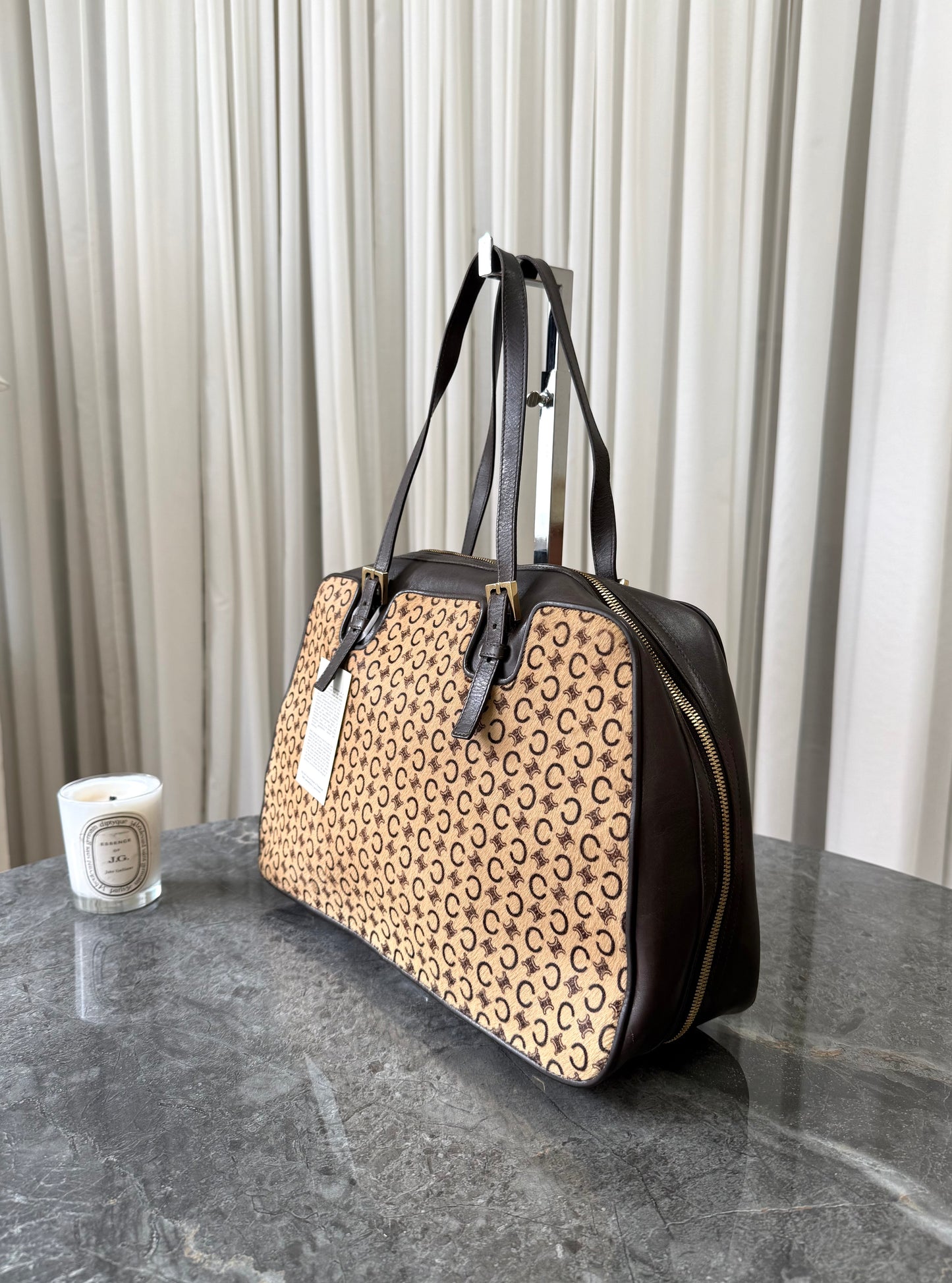 CELINE PONY HAIR CALECHE CC SHOULDER BAG