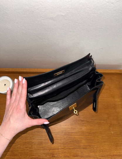 HERMES KELLY 28 BOX CALF BLACK 1959 O stamp