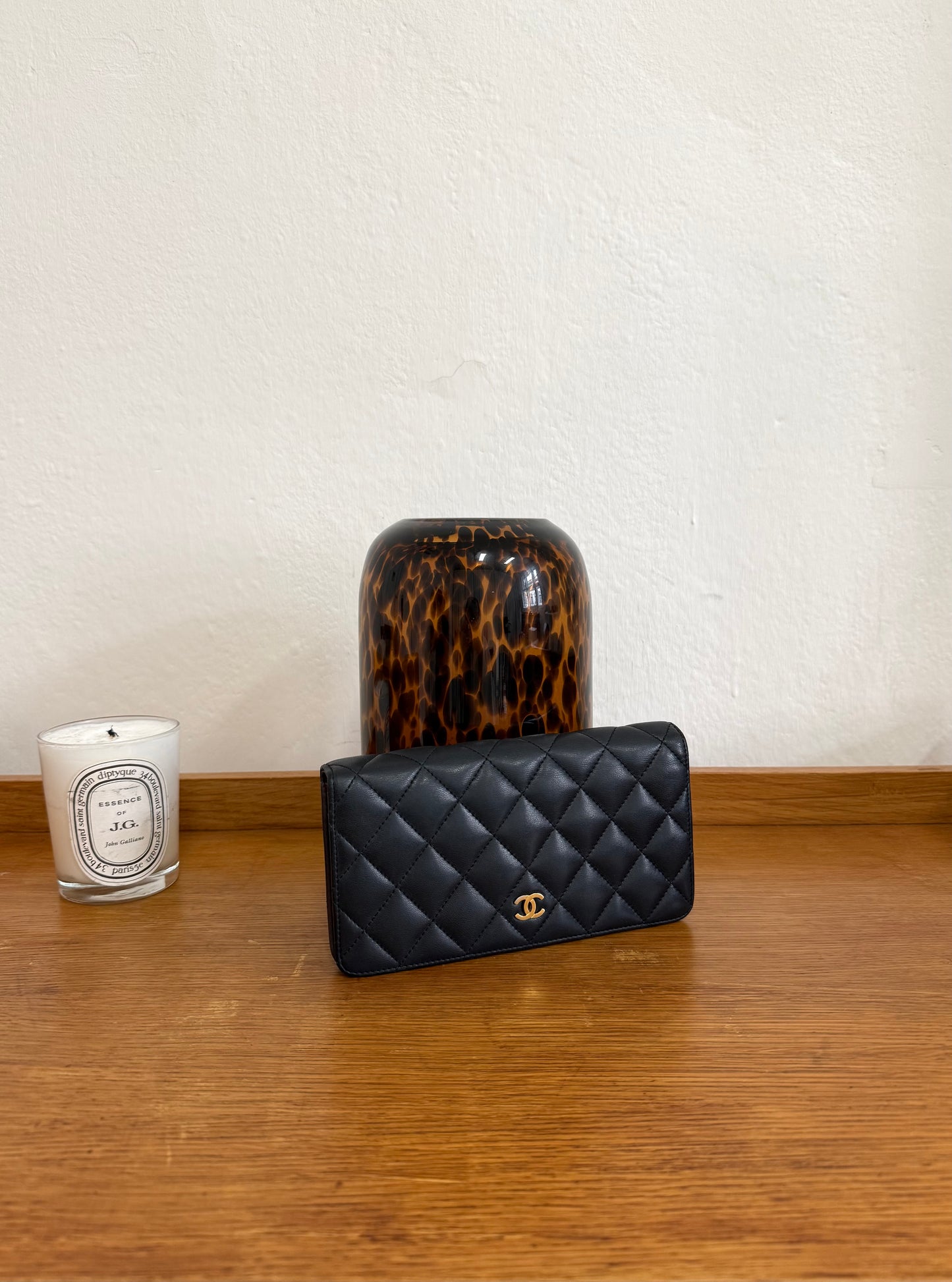 SERIES 21 CHANEL LAMBSKIN LONG WALLET BLACK GOLD