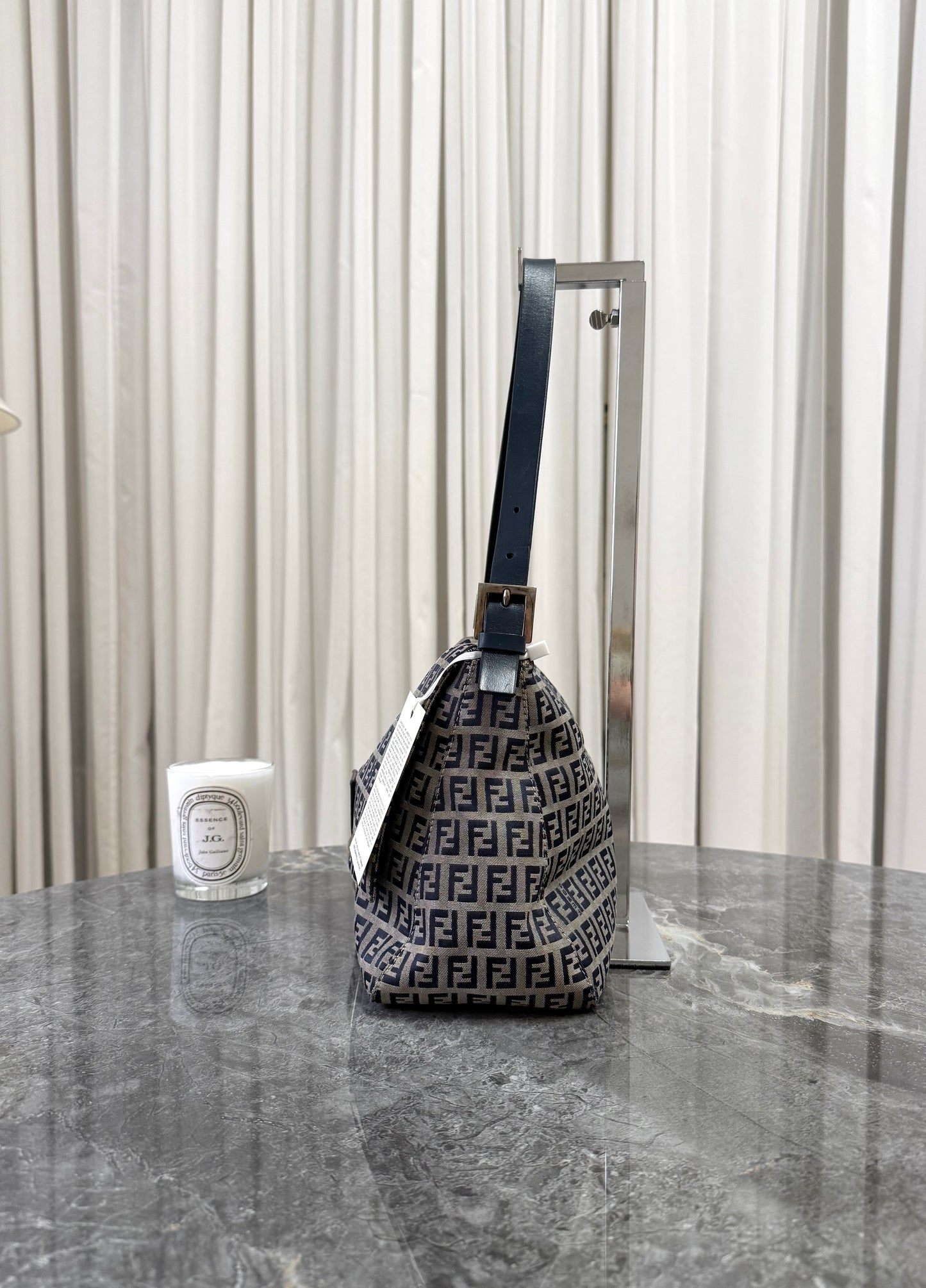 FENDI ZUCCA MAMMA BAGUETTE BAG NAVY