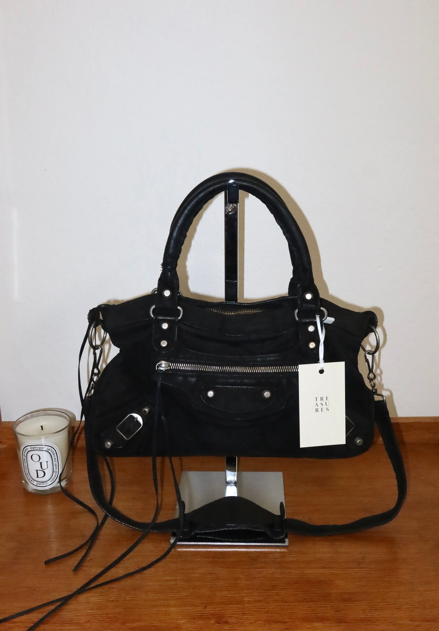 BALENCIAGA SUEDE CITY BAG BLACK