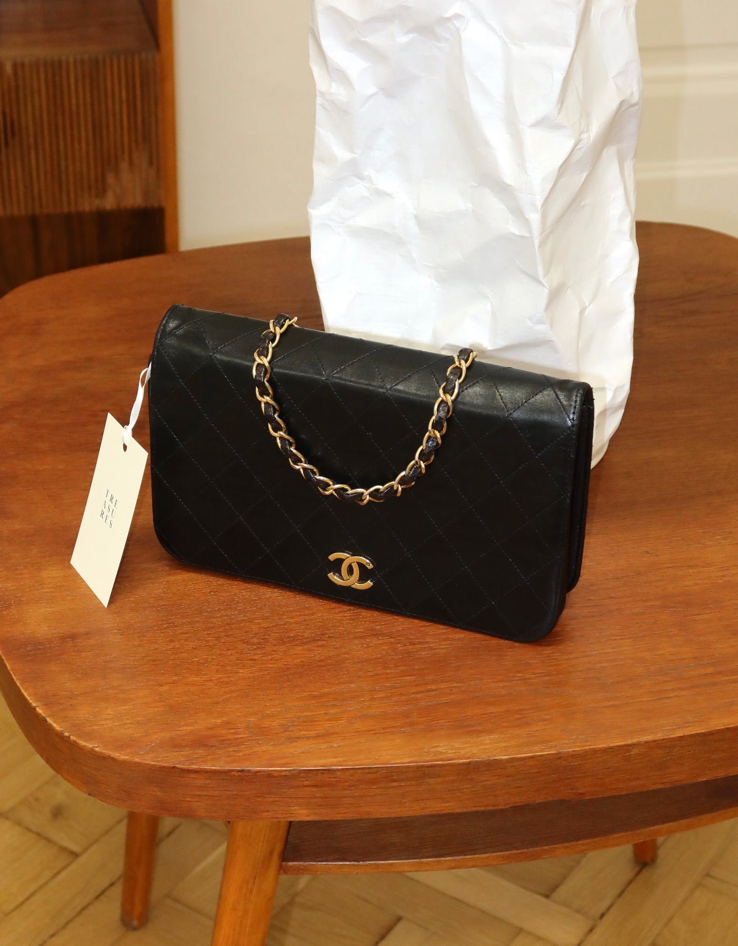 CHANEL FULL FLAP BLACK LAMBSKIN