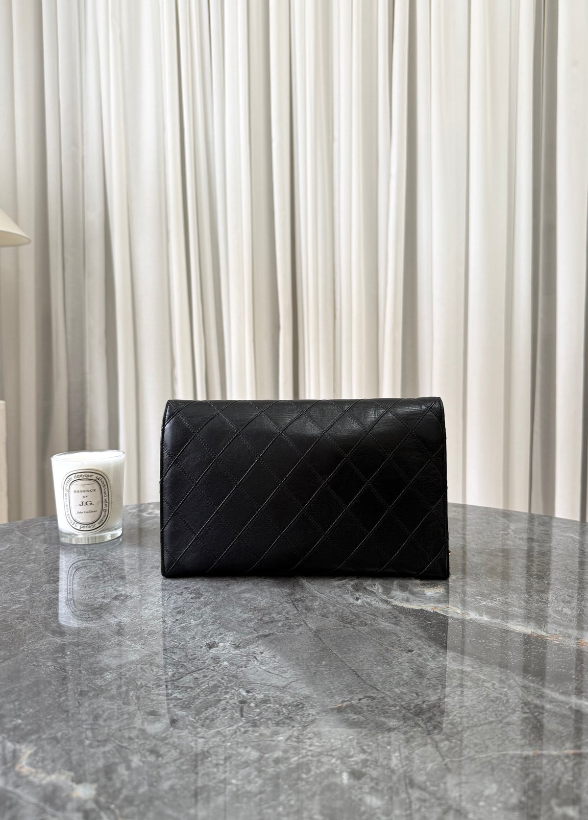 Chanel Single Flap Twist Lock Lambskin Black 24K Gold HW