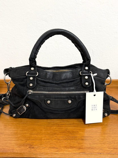 BALENCIAGA SUEDE CITY BAG BLACK