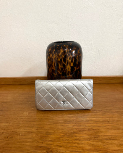 CHANEL WALLET QUILTED SILVER