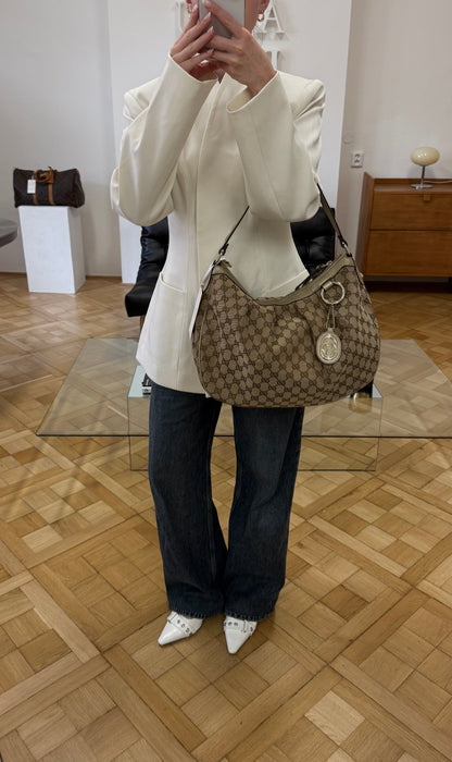 Gucci Abbey GG Canvas Bag Beige Gold HW