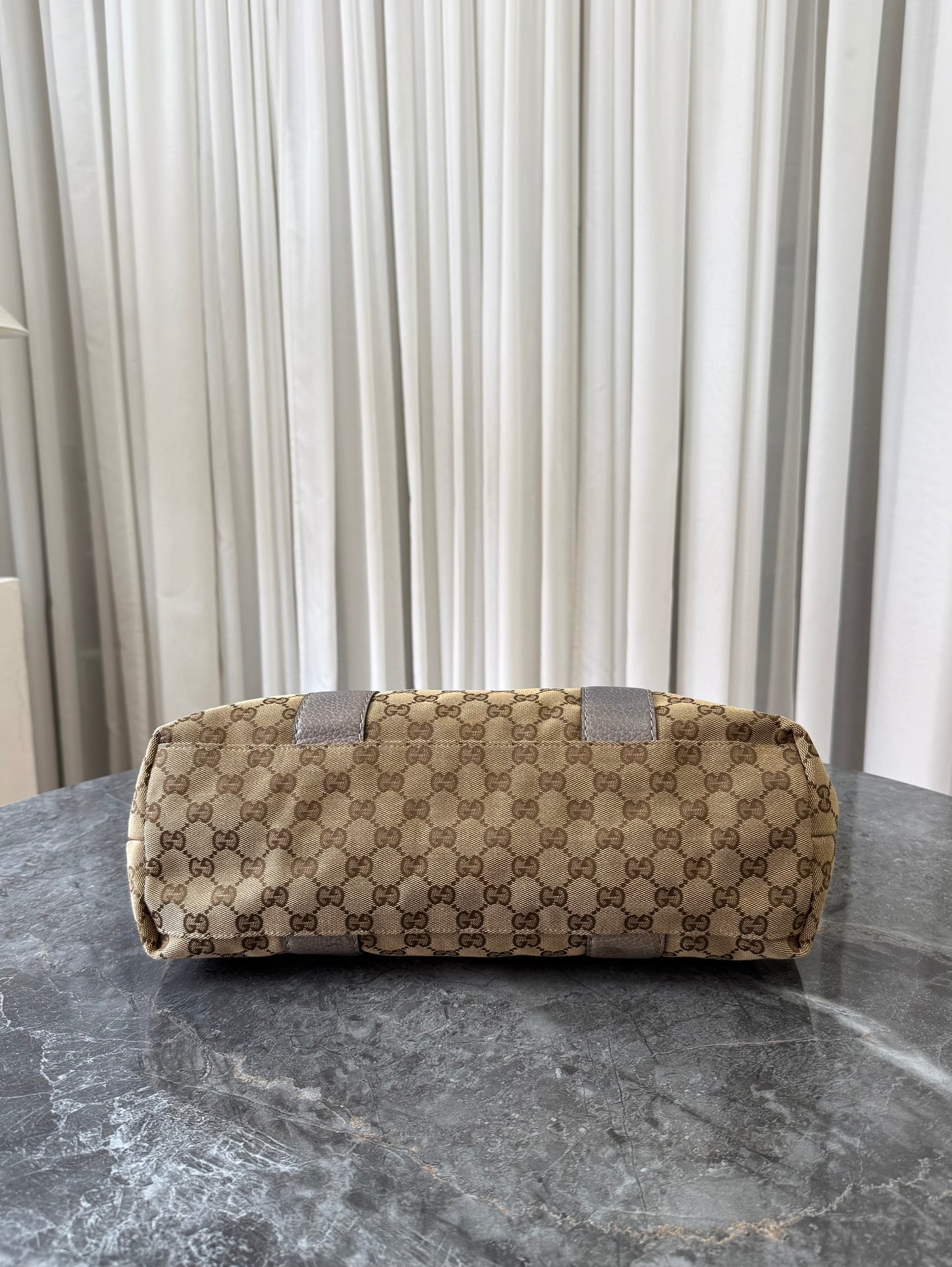 GUCCI GG CANVAS BAMBOO LIBECCIO TOTE BAG GREY